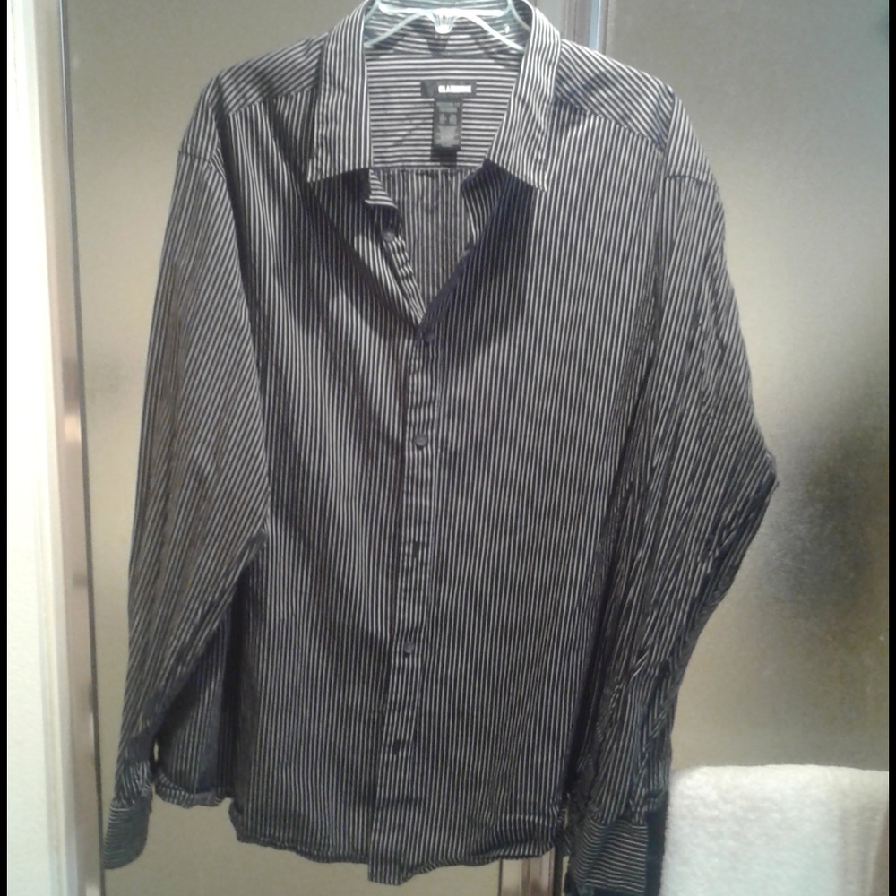 Claiborne mens dress casual shirt 2xl black strip